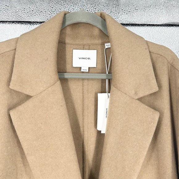 NWT Vince Classic Straight Recycled Wool Mid-Length Coat in Camello - Picture 4 of 9